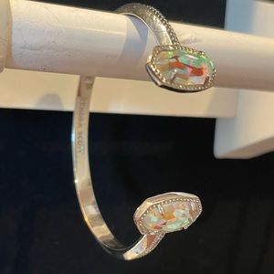 Kendra Scott Elton Pinch Cuff Bracelet in Silver Dichroic Glass